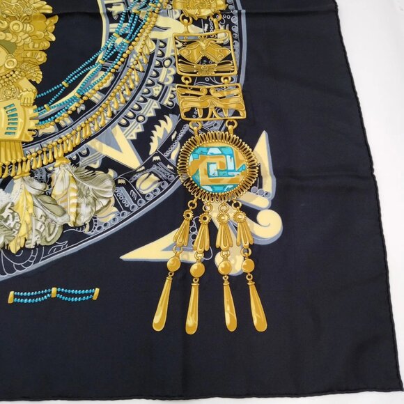 Authentic Hermes scarf Carre 90 Mexique Black 100% Silk mn420-121325 - Picture 7 of 10